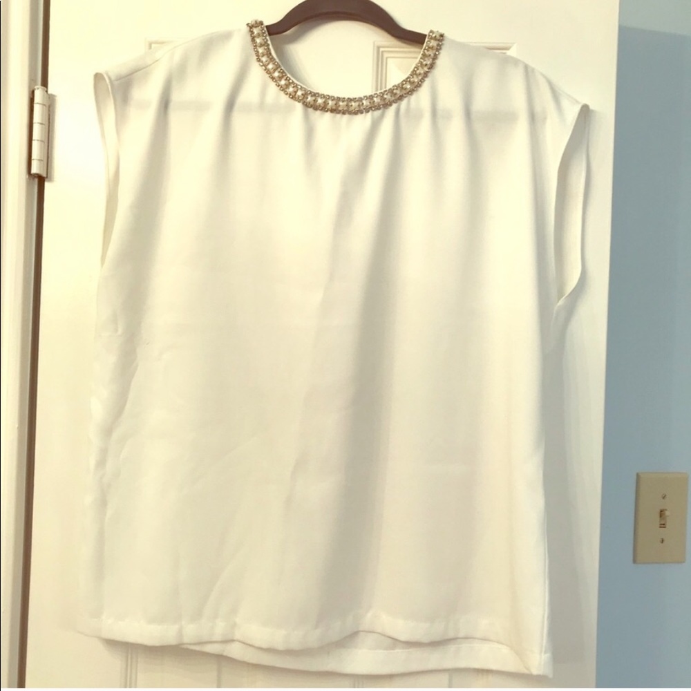 Fun Little Office Blouse with classy pearl collar